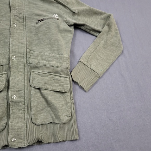 Element Womens Olive Green Slub Knit Utility Cargo Hoodie Jacket Snap Front S - Picture 12 of 16